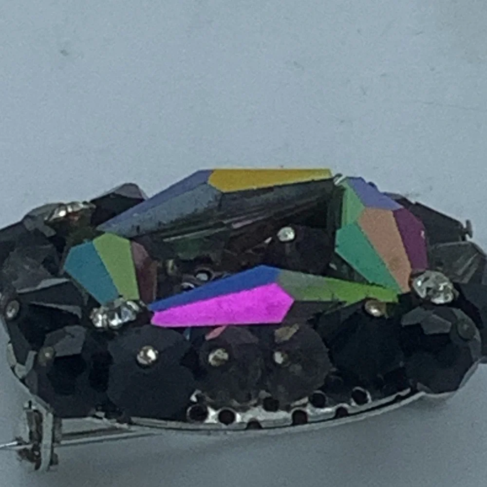 Square Black/Multicolor Brooch